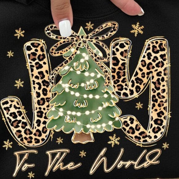 Joy To The World Tee, Leopard Christmas Tree Tee, Christmas Tee - Picture 2 of 4
